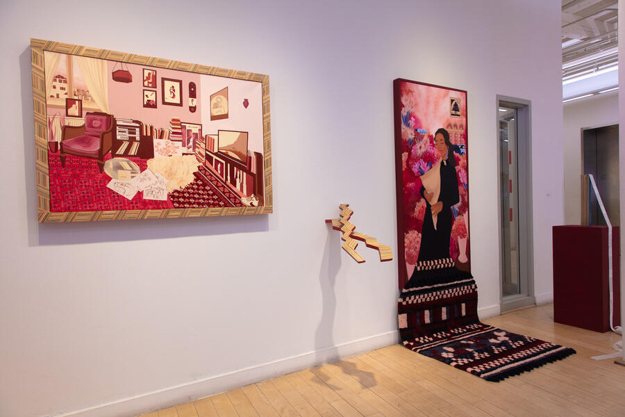 Installation View: Mixed Media Paintings & Sculptures