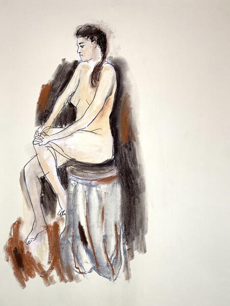 Seated woman on stool