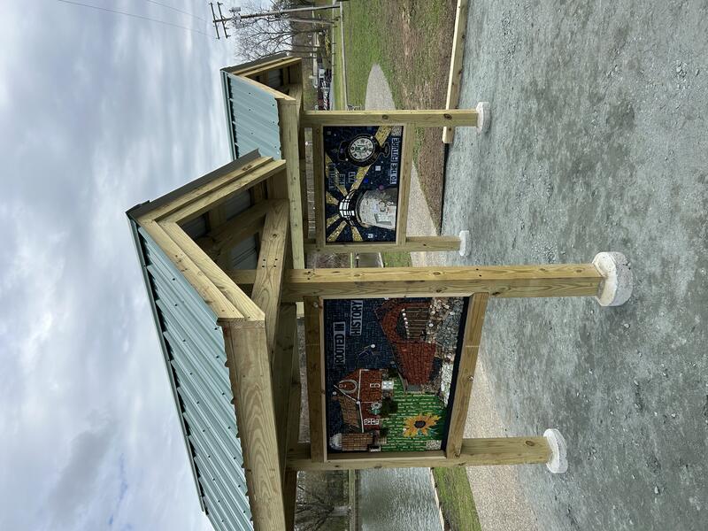 Harford 250 mosaic panels installed in kiosks at Bynum Run Park in Bel Air, MD