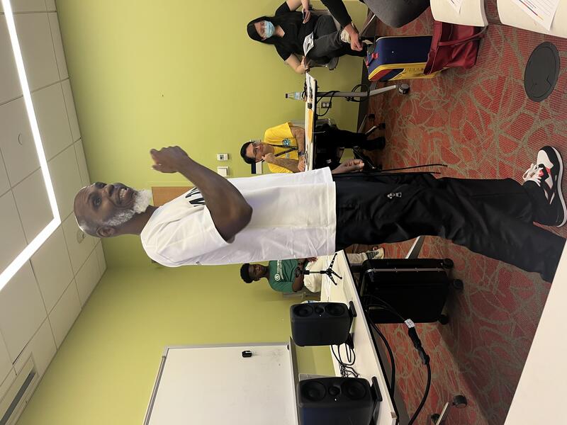 Photo of Von Vargas Teaching a Songwriting Workshop for Vinyl Day 2024 in Silver Springs, MD