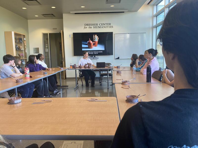 Linehan Artist Scholars learn about historic ceramic musical instruments of Central and South America through an audiovisual presentation