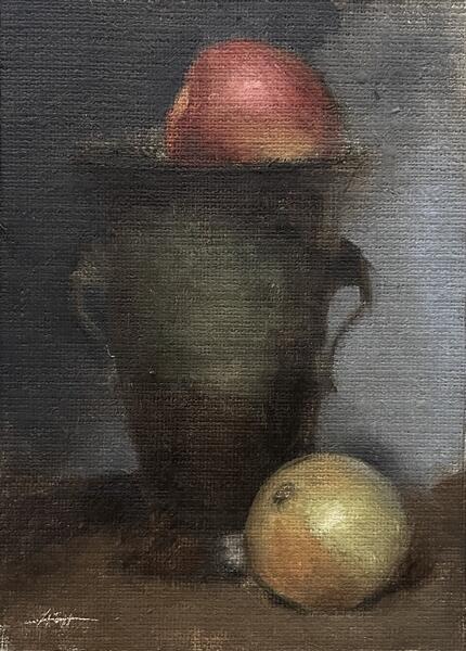 Study of an Apple, Onion, and a Sassy Pot