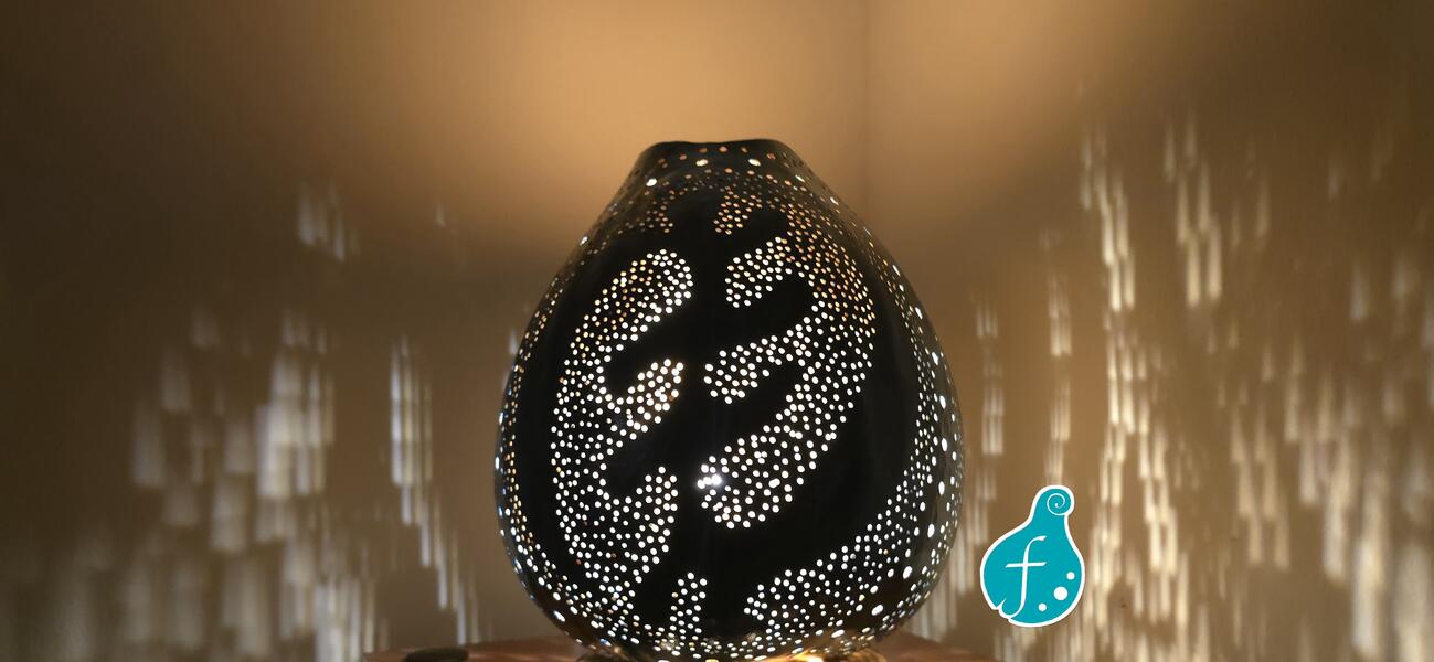 Gye Nyame Gourd Lamp