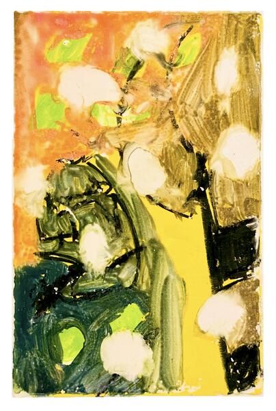watercolor monotype on paper, 6 x 4 inches, 2025
