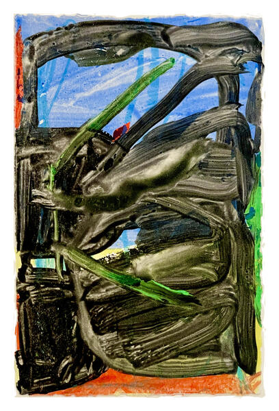 watercolor monotype on paper, 6 x 4 inches, 2025