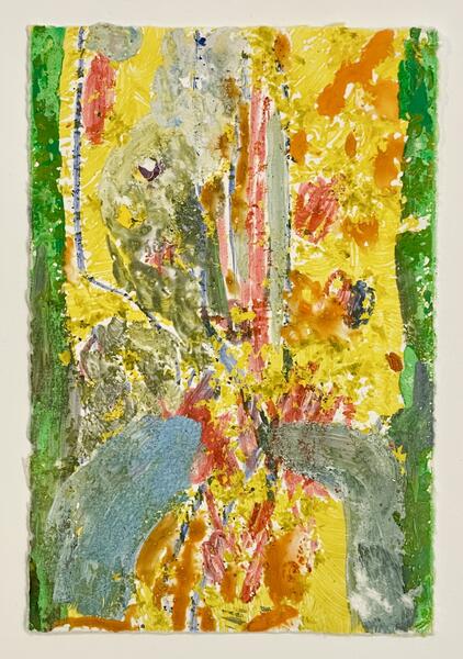 watercolor monotype on paper, 6 x 4 inches, 2025