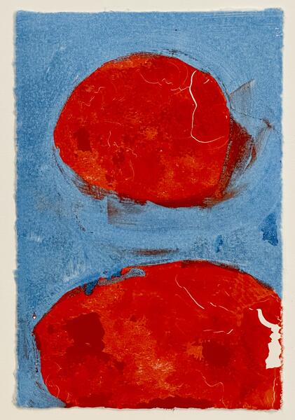 watercolor monotype on paper, 6 x 4 inches, 2025