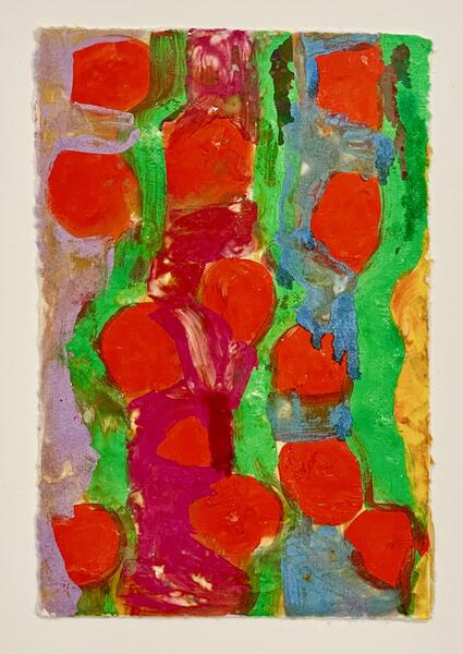 watercolor monotype on paper, 6 x 4 inches, 2025