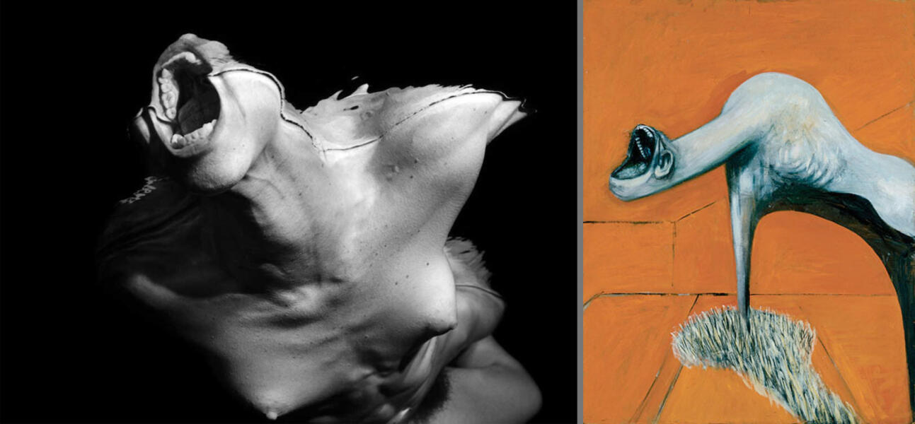 Comparison of Untitled (#5978) with Francis Bacon Three Studies for Figures at the Base of a Crucifixion (1944)