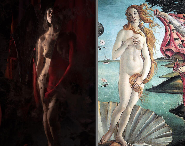 Comparison with Untitled (# 10-19-18-734) and Botticelli's The Birth of Venus