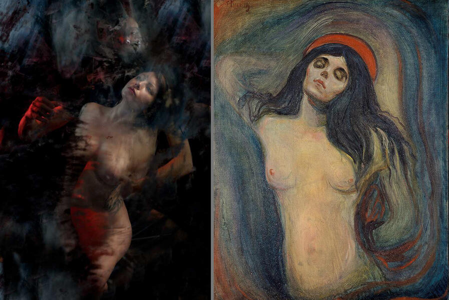 Comparison of Untitled (#9-27-11-0057) with Edvard  Munch Madonna 1894