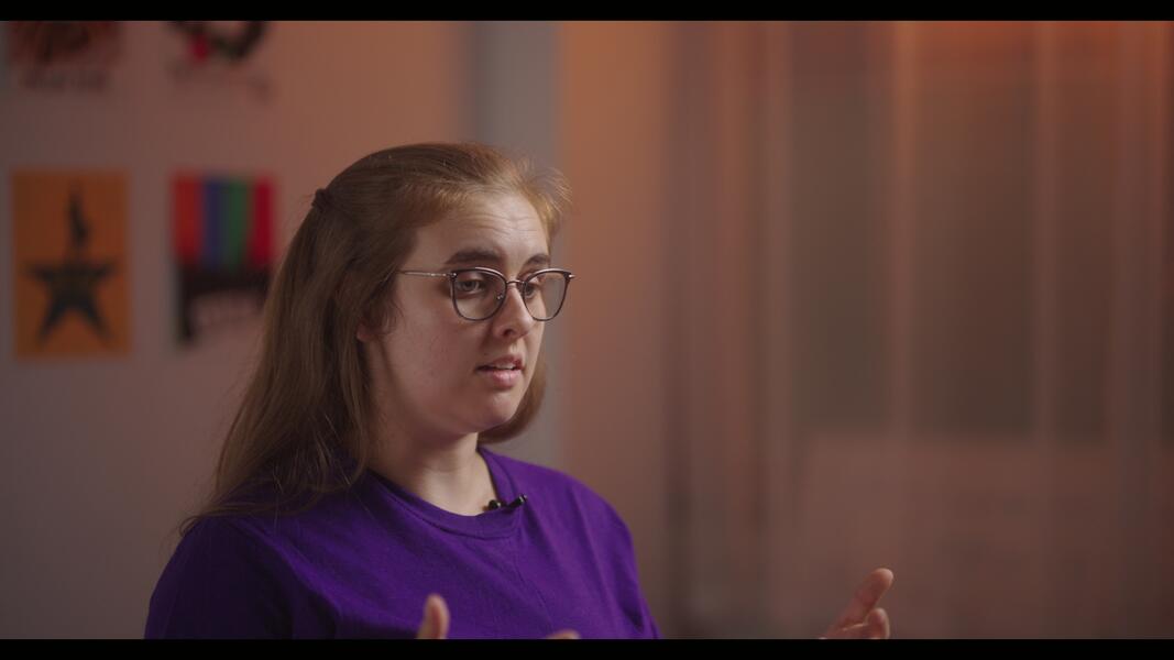 Teacher being interviewed