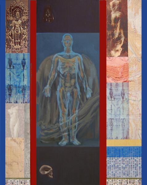 Gene Mapping, oil and manipulated photographic prints on canvas, 48x38