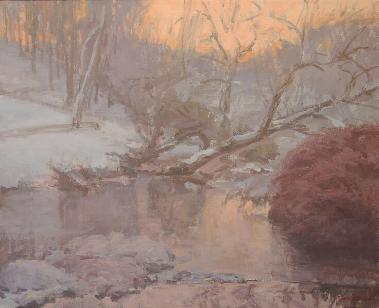 Long Green Creek, Winter Sunrise, oil on canvas, 24x30