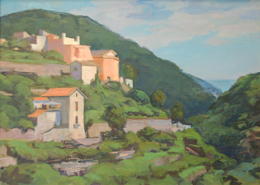 Tramonti, Villa an Sea, oil on paper, 19x27