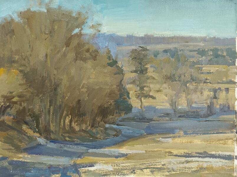 Williams Road, February, oil on paper, 10x15