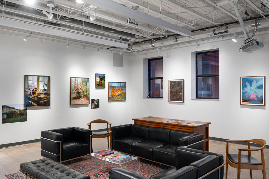 wide installation view of In Silver and Earth