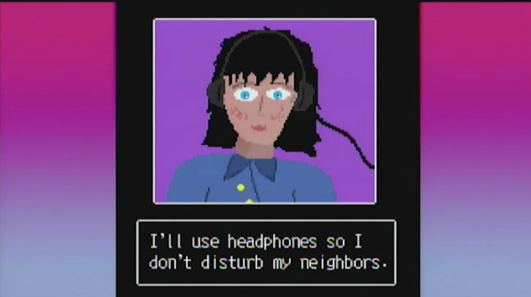 Melody is respectful of her neighbors. 