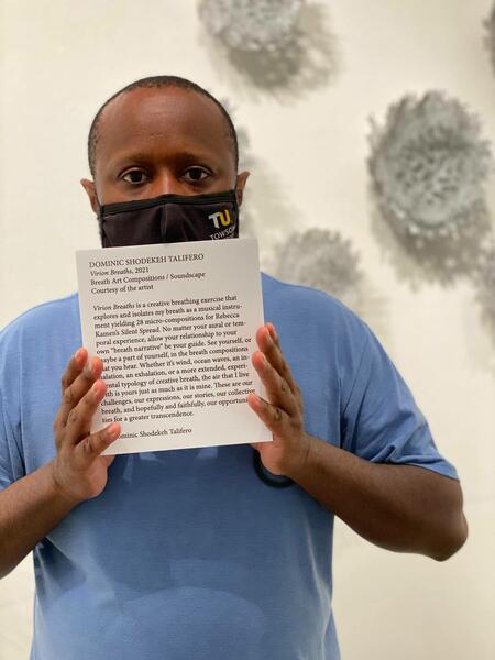 Virion Breaths composition by Dominic Shodekeh Talifero for Reveal: The Art of Reimagining Scientific Discovery by Rebecca Kamen at the Katzen Arts Center of the American University Museum, 2021.