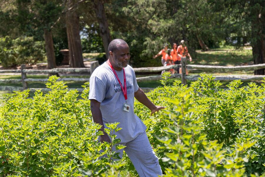 Breaths Along the Potomac: Breath Art Silent Walks (Phase II) by created & facilitated by Dominic Shodekeh Talifero in the Historic Gardens for Freedom Before Emancipation: Family Day for Juneteenth @ George Washington's Mount Vernon, 2024.