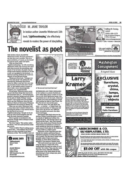 The Novelist as Poet: Review of Jeanette Winterson's Lighthousekeeping