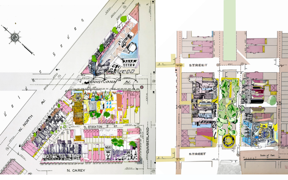 maps of Arch Social Club (Schanze Theater) and Black Masonic Organization- MWPHGLMD (Eutaw Place Synagogue)
