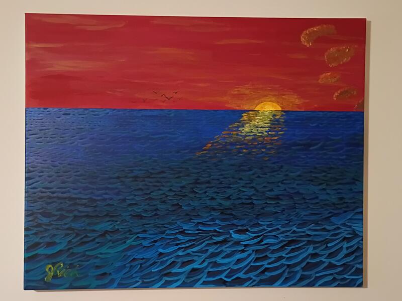 Ocean Sunset with Birds #3