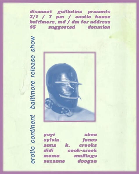 Featured Poet, Erotic Continent Baltimore Release Show by Discount Guillotine Press
