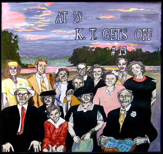 'K.T.' (gets off)