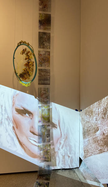 overlays painting and live performance still installation CHORA by Ruth Margraff