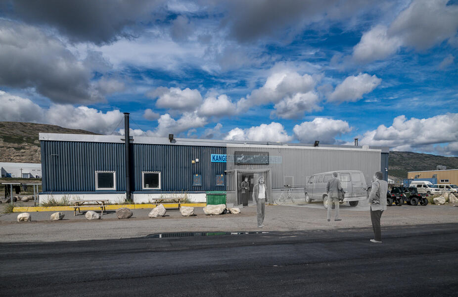 Kangerlussuaq Hostel, Former Caribou Club for Non-Commissioned Officers (Montage: 2024; Photos: 2022 and 1980s)