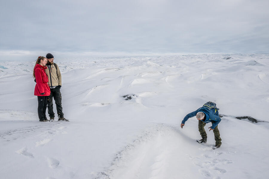 Guide Photographing Tourists on the Greenland Ice Sheet (2023)