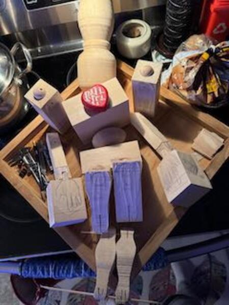 marionette in early stages of the process