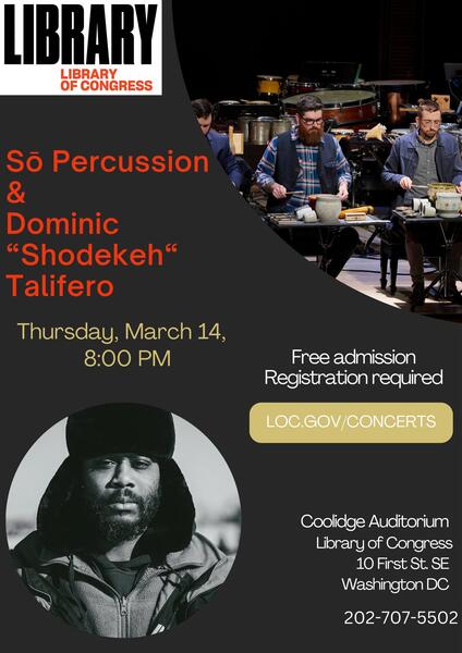 Archiving as Performance: Shodekeh's Vodalities Transcription Score World Premiere @ The Library of Congress, during a concert performance with Sō Percussion @ The Library of Congress, March 14th 2024.
