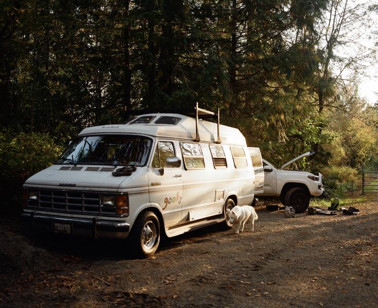Exterior shot of the van