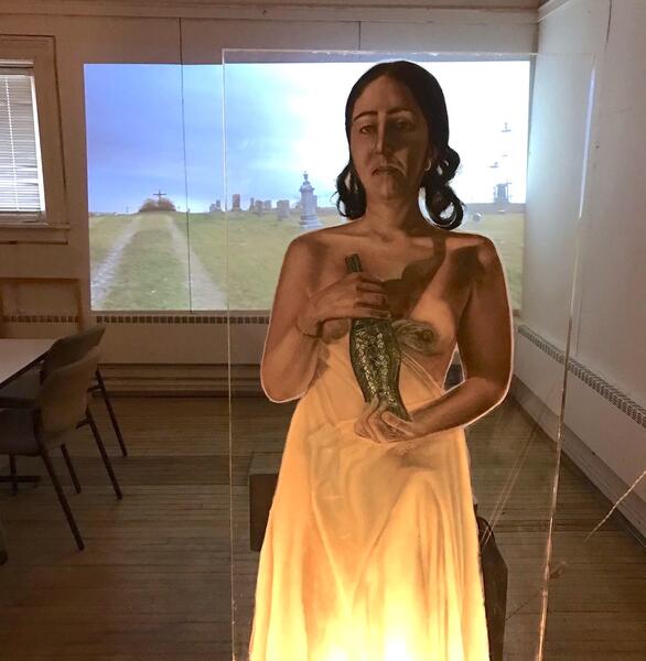 Woman with Fish Bottle