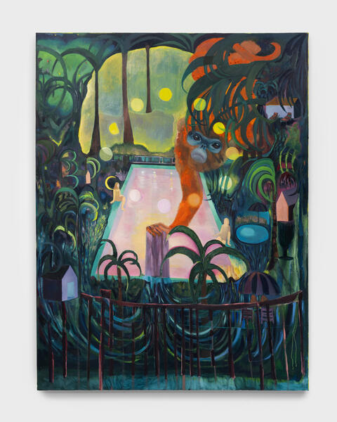 Monkey Fishing For the Moon, oil on canvas