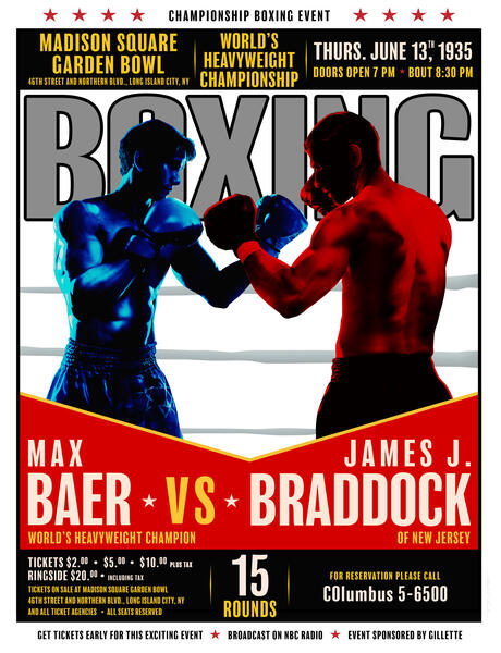 Baer vs Braddock - Vintage Inspired Boxing Poster