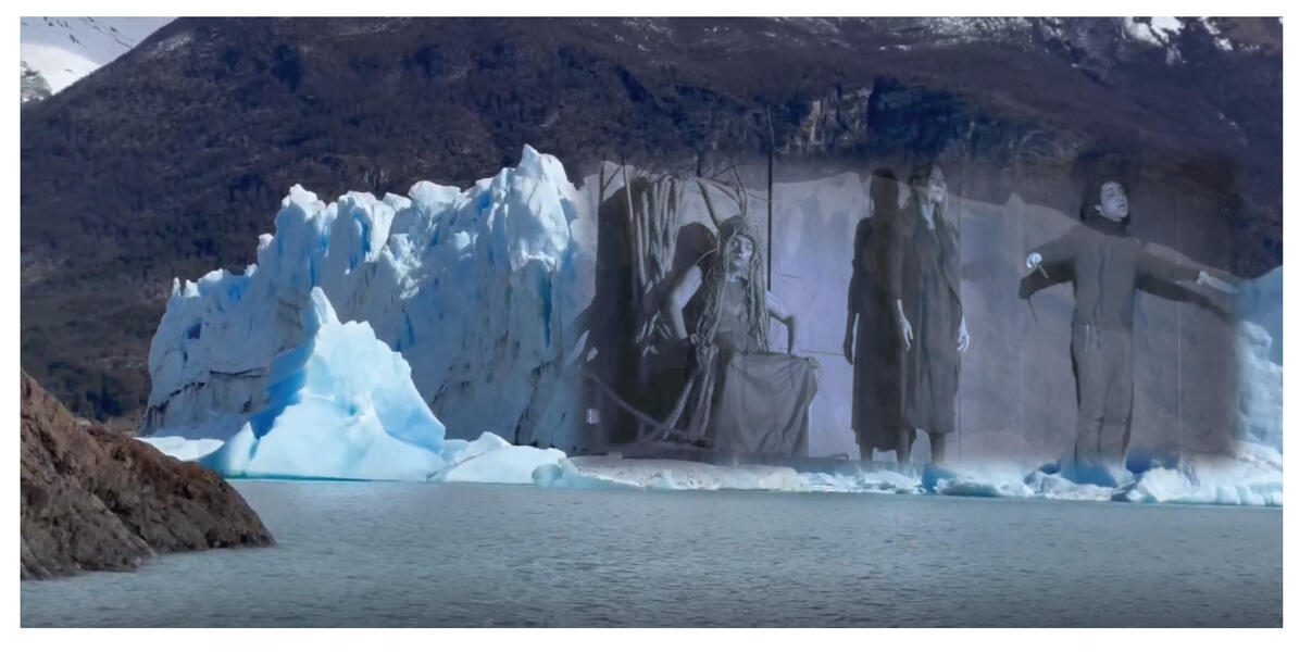 overlay glacier with live performance still BAHAYA by Ruth Margraff