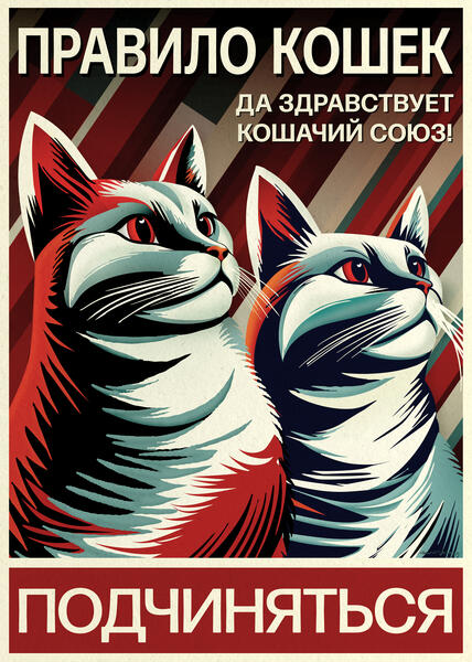 Cats Rule - 1920s Russian Art Influenced Poster