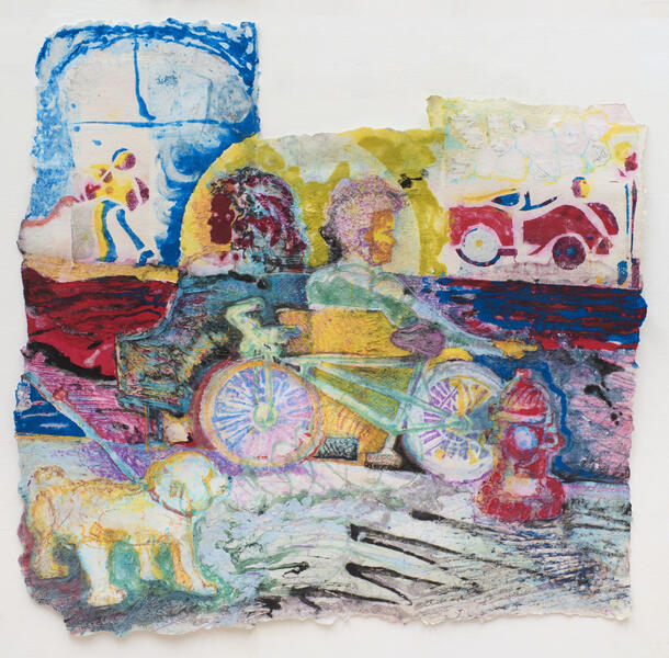 chairs in the streets, dogs n cars