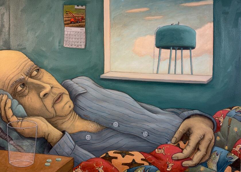 Death Appears as Two Men on a Water Tower