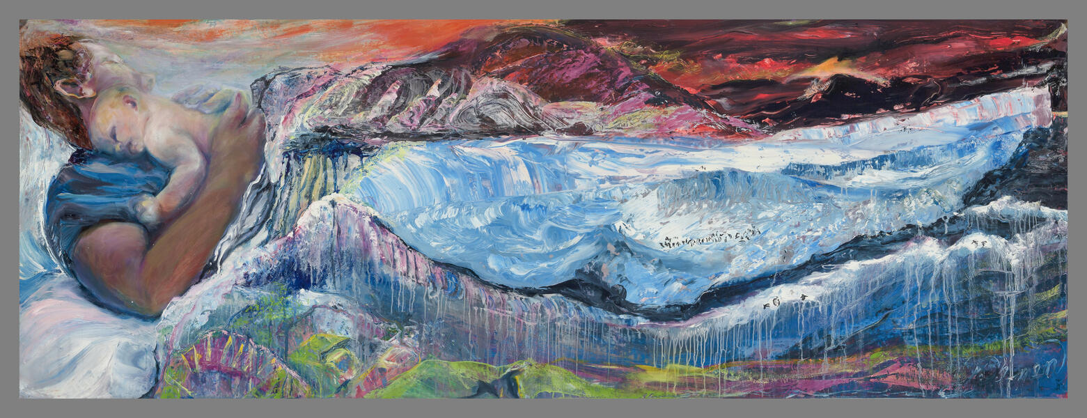 Endangered Species I, 2020, 21.5 60, oil on yupo paper