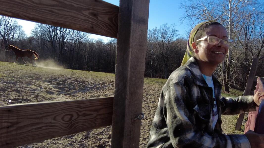 Erin talks to horses