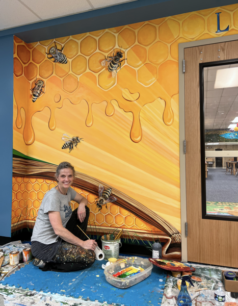 Broadneck Elementary School Legacy Mural Project: Artist at work 