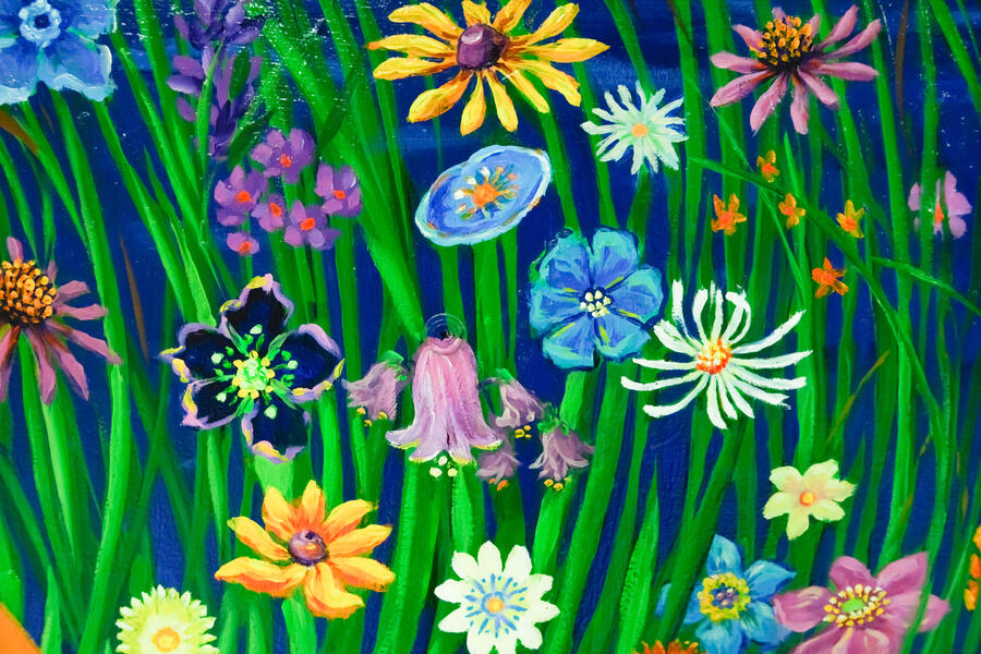 Broadneck Elementary School Legacy Mural Project: Student flower detail