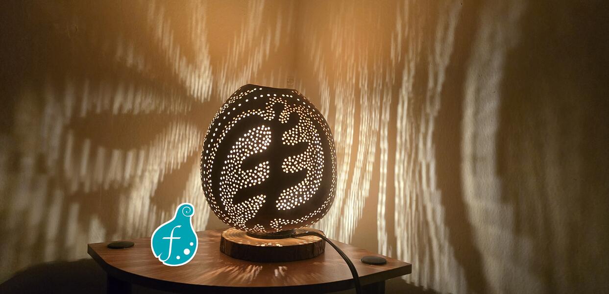 Gye Nyame Gourd Lamp