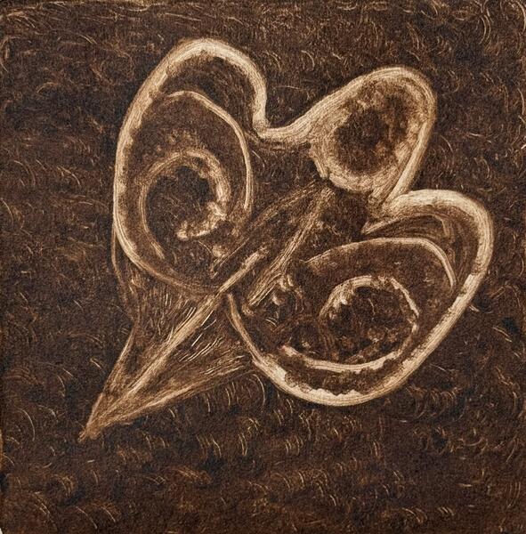 Ghost Forest seed (Future), 2024 Monoprint on paper, 10 by16, 2024