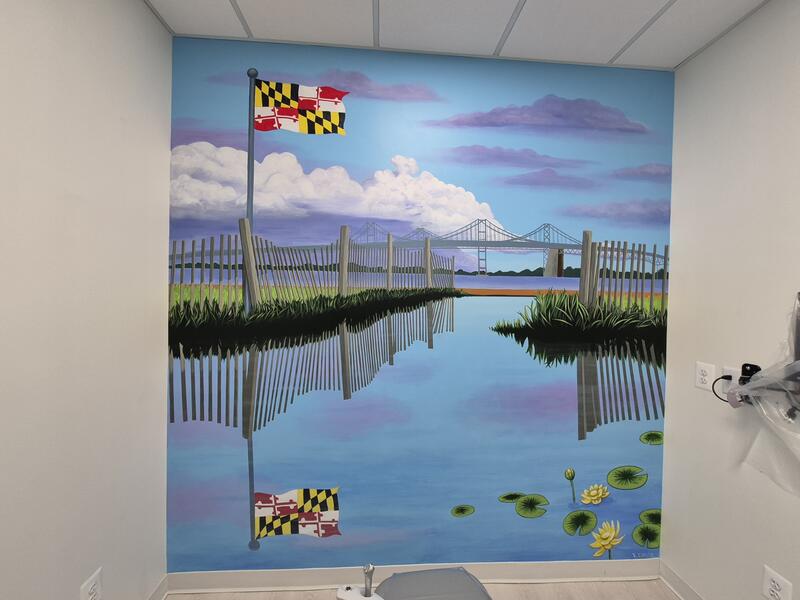 Sparkling Charms Dental Office Waterscape Mural, 2025, 8x8 Baltimore