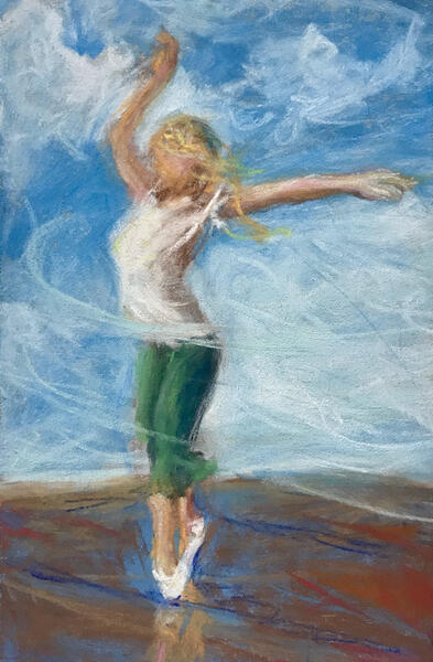 Dancing with the Clouds: 6 x 4 inches, soft pastel painting on pastelbord